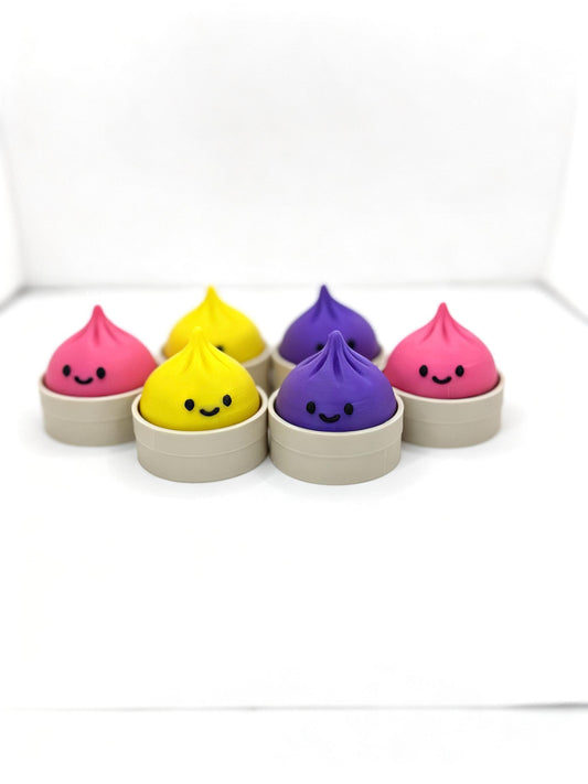 3D Printed Dumpling Fidget Clicker Toy | Steamer Basket Desk Accessory